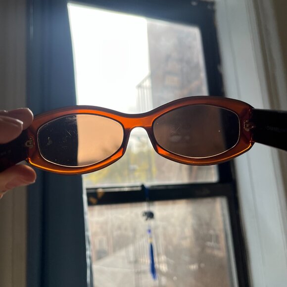 Vintage Chanel Brown Quilted Gold Logo Tile Sunglasses RARE - Picture 10 of 11